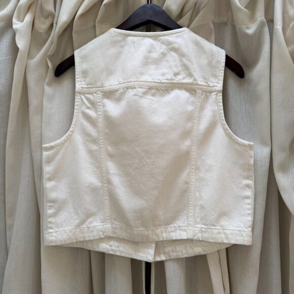 Madewell White Denim Button-Front Vest – Small NWT - Picture 3 of 5